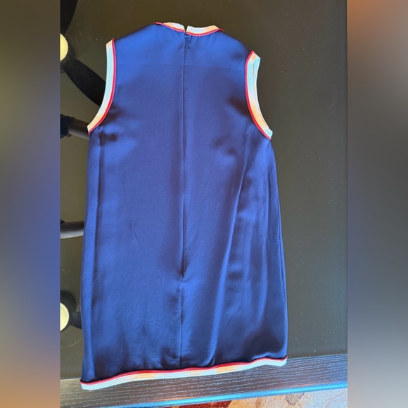 GUCCI - Navy Mini Shift Dress with White and Red Contrast Trim - Picture 5 of 15